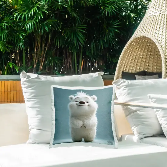 Smiling Polar Bear Cub Outdoor Printed Pillow Design by RB, 18 x 7 x 18 {2}