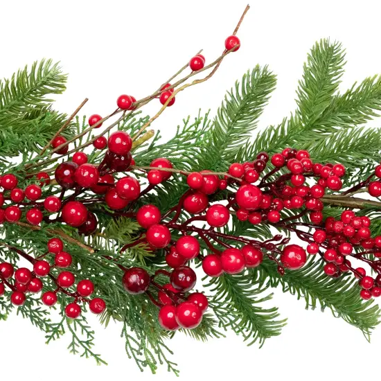 Northlight Cedar, Pine and Berries Artificial Christmas Garland - 5' - Unlit Green {6}