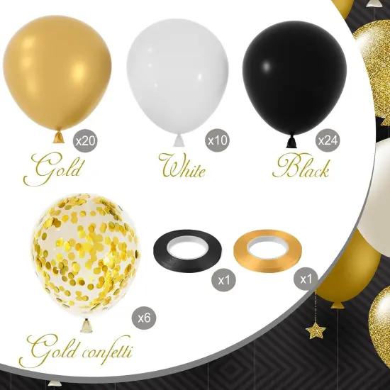 Black and Gold Confetti Balloons 60pcs {3}