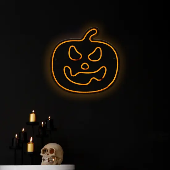 Northlight LED Jack-O-Lantern Neon Lighted Halloween Wall or Window Decoration - 15" - Orange {4}