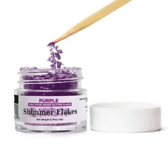 Purple Edible Shimmer Flakes 4 Gram Jar {1}