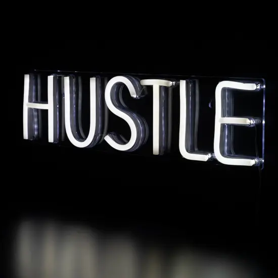 Northlight LED Hustle Neon Lighted Wall Sign - 20" - White {6}