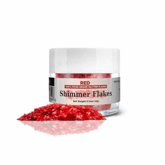 Red Edible Shimmer Flakes 4 Gram Jar {5}