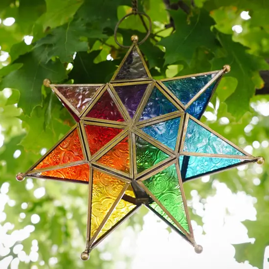 Rainbow Seven Point Star Tealight Lantern {2}