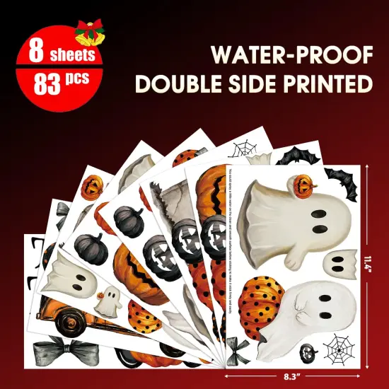 83 Pieces Halloween Window Cling Sticker, Ghosts Pumpkins for Home Party Supplies Shop Window Glass Display Decoration {5}