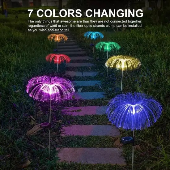 2PCS Solar Power Garden Lights LED 7Color Changing Stake Jellyfish Light Outdoor {3}