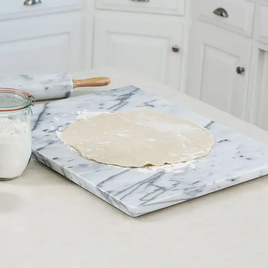 Fox Run Marble Pastry Rolling Pin Board Smooth with Rounded Edges 20" x 16" Grey {3}