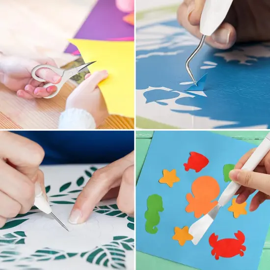 8 Pieces Weeding Tools for Vinyl, FineGood Weeding Tool Set Basic Craft Removal Kits Scissors Scraper Spatula Tweezers for Die Cut Cardstock Scrapbooking {5}