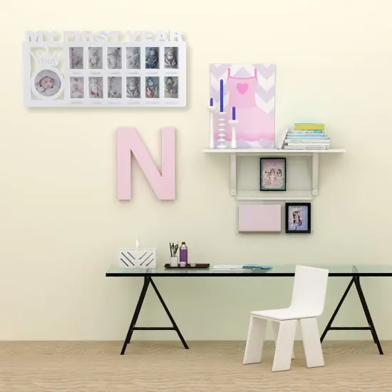 ESTAMICO Baby Picture Frames My Frist Year Photo Keepsake for Baby 1-12 Months Memory, White {3}