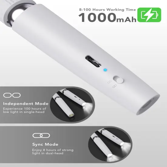 Neck Reading Light, Book Light for Reading in Bed [Steering Shafts Adjustment], Bendable Silicone Arm, Long Lasting LED Rechargeable Knitting Light for Camping, Repair, Crochet & Craft, White {4}