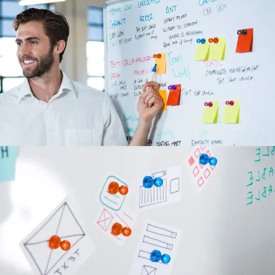 90 Pieces Colorful Strong Magnetic Push Pin Magnets, Office Classroom Magnets,8 Assorted Color, Perfect to use as Kitchen Home and School, Map Magnets,Whiteboard Magnets {6}