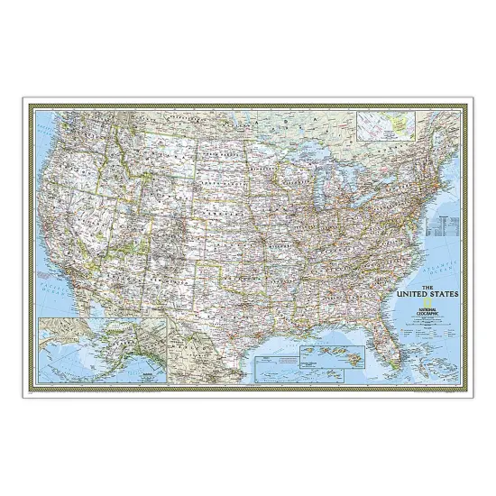 United States Classic Map, Poster Size and Laminated, 36" x 24" {1}