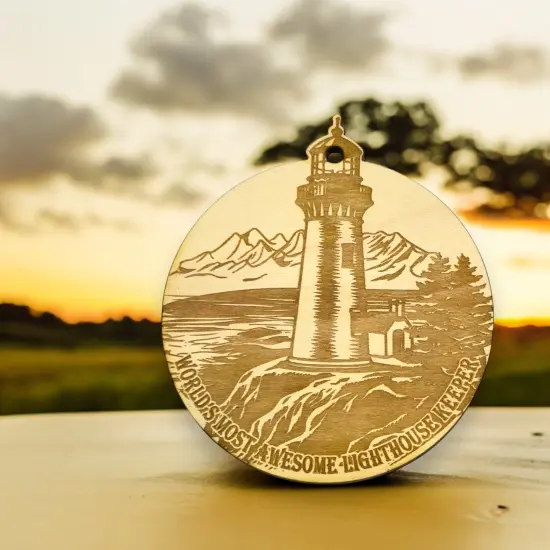 Ornament - Worlds most awesome Lighthouse Keeper Raw Wood {3}