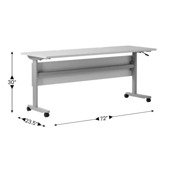 Emma and Oliver Hahn Heavy-Duty Flip Top Training Table with Nesting Design, Privacy Panel, T-Legs, Tabletop, Metal Frame Gray Top/Gray Frame {4}