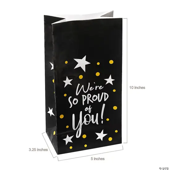 Graduation Paper Treat Bags with Stickers 5" x 10" Bulk 48 {3}