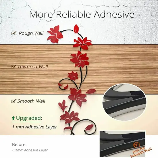 3D Rattan Flower Stickers for Wall Door Living Room Bedroom Decal DIY Decor {4}