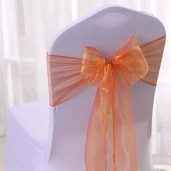 Kitcheniva 10 Pcs Organza Chair Cover Sash Bow Orange {6}