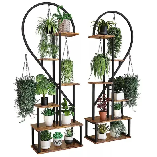 "2 Pack Large Plant Stand Indoor Premium Half Heart Plant Shelf with Hanging Hook " {1}