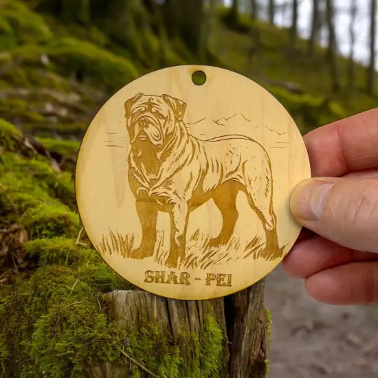 Ornament - Shar Pei Dog Raw Wood {5}