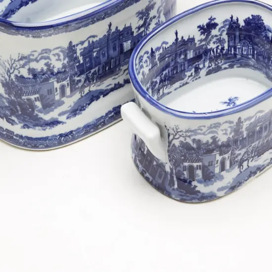 AA Importing 59840 Blue And White Planter - Set of 2 {3}