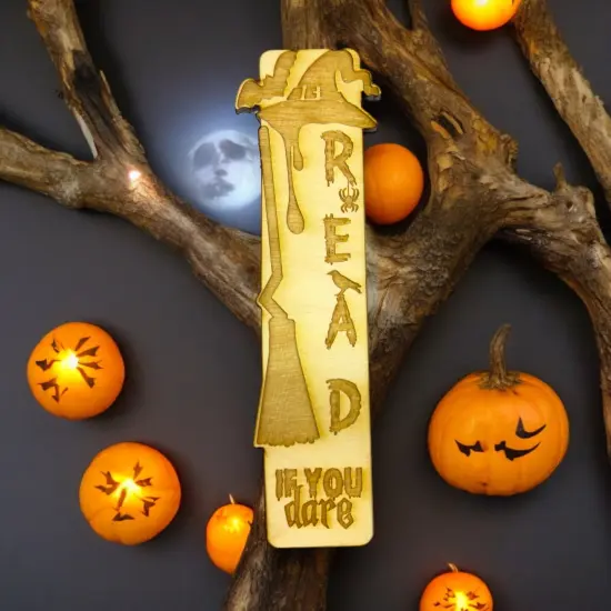 Bookmark - Read if you Dare - Halloween birch wood {2}