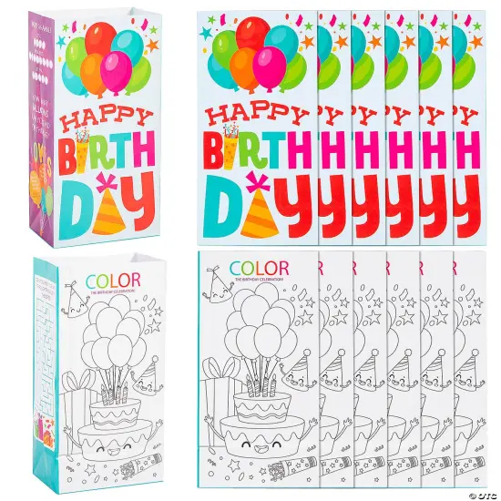 Birthday Party Activity Paper Treat Bags 5 1/4" x 10" - 12 Pc. {2}