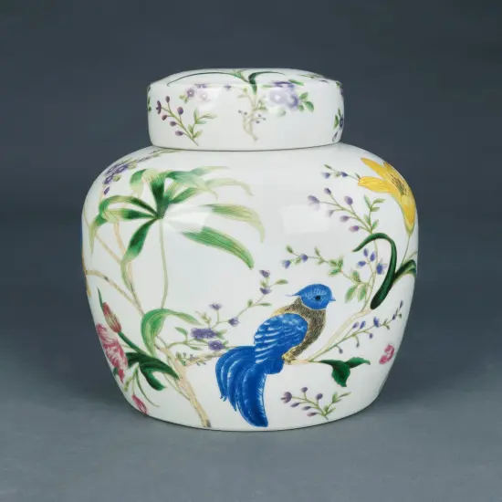 AA Importing Birds and Flowers Round Ginger Jar with Lid Multicolor {1}