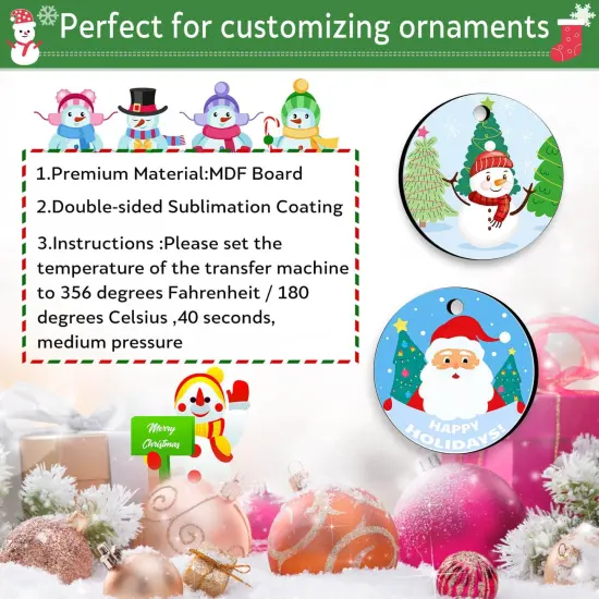 3 inc Round Sublimation Ornament Blanks, 30 Pieces - For Christmas Tree Decor and DIY Crafts (3 inches) {6}