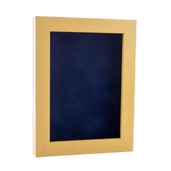 Classic Natural Wood Shadow Box Frame with Acrylic Front - Navy Blue Suede Backing, 30 Sizes {2}