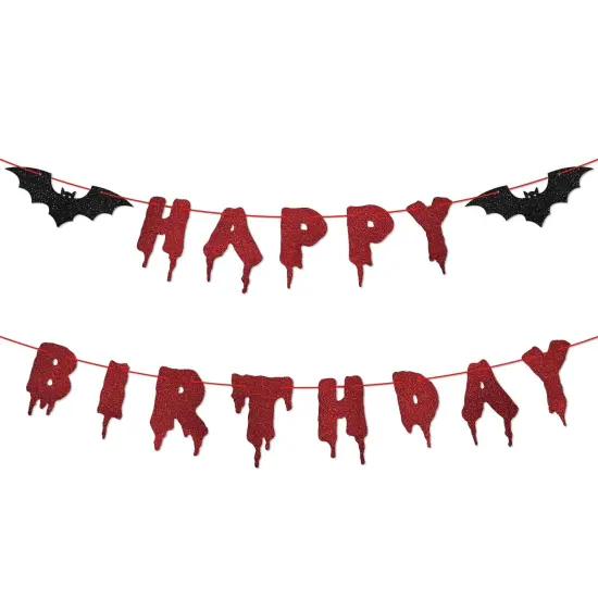 Halloween Hanging Paper Garland Bunting Banner Bloody Bat Vampire Decorations, Photo Backdrop for Wall Home Mantle Office Wall Scary Party Supplies {2}