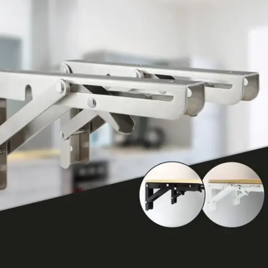 Kitcheniva 2 Pcs Heavy Duty Wall Mounted Folding Shelf Brackets 12 inch - white {5}