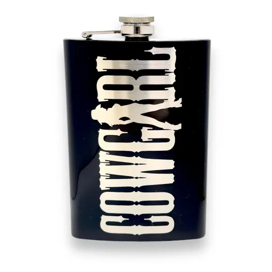 8oz Black Cowgirl Flask {1}