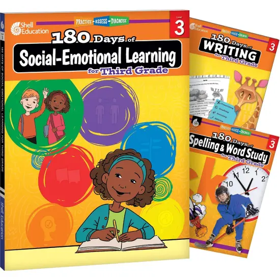180 Days Books: Social-Emotional Learning, Writing, & Spelling for Grade 3 - Set of 3 Books {1}