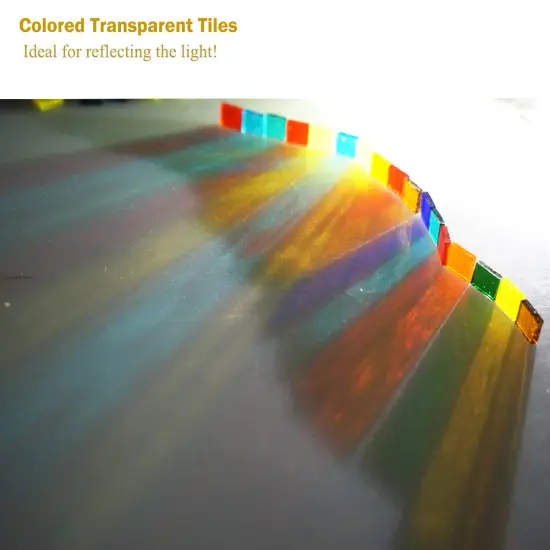 Transparent Square Glass Mosaic Tiles Pieces Stained Glass for Crafts, Mixed colors and Patterns, 500g/1.1lb {4}