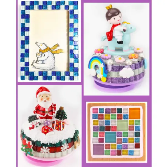 Tiles Mixed Color Glass Tiles Shine Crystal Mosaic Glass Pieces Bulk Square Glitter Crystal Mosaic Tiles for Home Decoration or DIY Crafts 200g,1x1 cm {2}