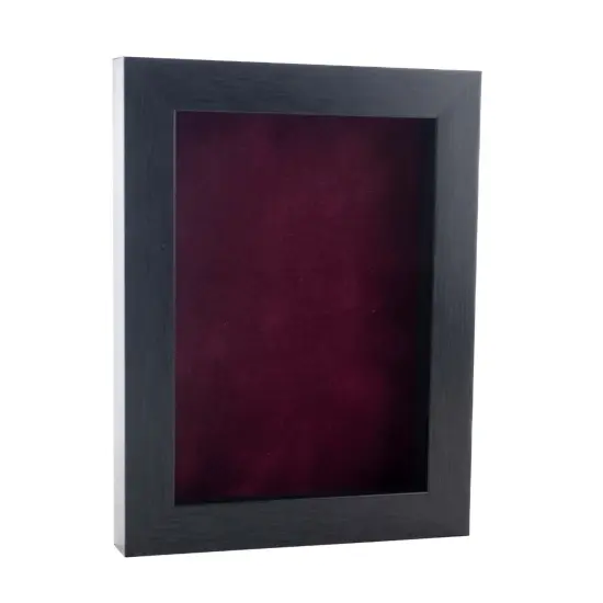Elegant Charcoal Wood Shadow Box Frame with Acrylic Front - Dark Red Suede Backing, 30 Sizes {2}