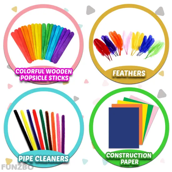 Arts and Crafts Supplies - Christmas Gifts for Kids, Girls, Crafts for Girls 4, 5, 6, 7, 8, 9 Years Old with Glitter Glue Stick, Pipe Cleaners Craft & Craft Tools, School Learning Activities {4}