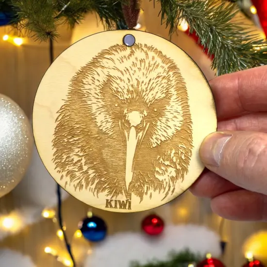 Ornament - Kiwi Bird Raw Wood {4}