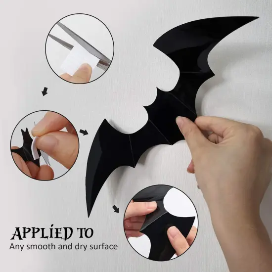60 Pieces Halloween 3D Bats Decoration, 4 Sizes Realistic PVC Scary Bats Window Decal Wall Stickers for DIY Home Bathroom Indoor Hallowmas Decoration Party Supplies {5}