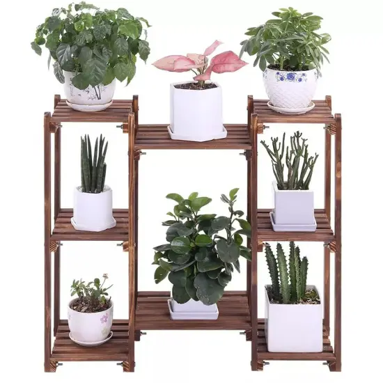 Customized Wood Plant Stand Indoor Outdoor Plant Shelf Flower Potted Holder Rack {1}