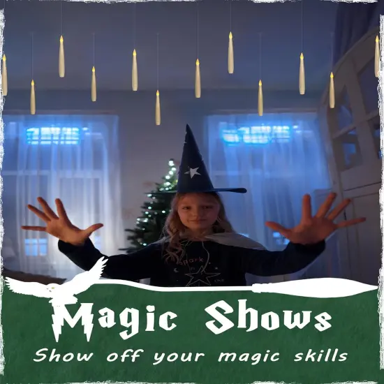 12 Pieces Floating Candles with Magic Wand Remote(6/18H Timer), 6.1" Hanging Flameless Taper Candles, Battery Operated Flickering Warm Light, Halloween Christmas Wedding Party Decor & Gift(Ivory) {5}