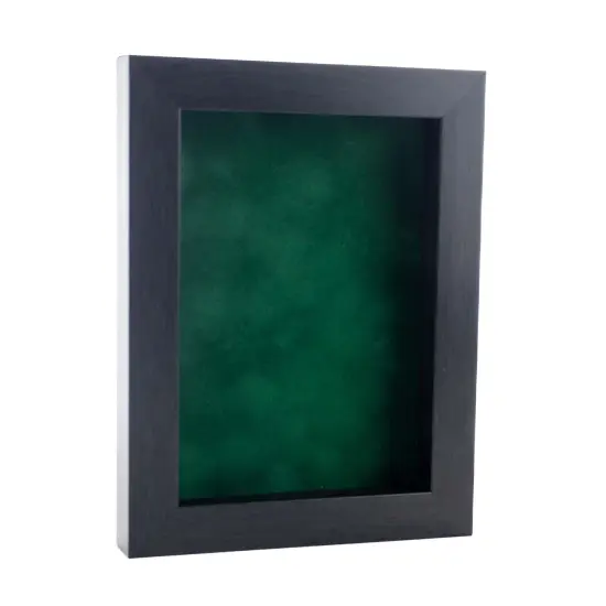 Elegant Charcoal Wood Shadow Box Frame with Acrylic Front - Forest Green Suede Backing, 30 Sizes {2}