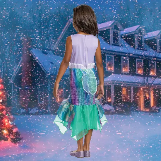 Kids Deluxe Little Mermaid Ariel Costume Disney Princess Outfit Small 4&ndash;6X {3}