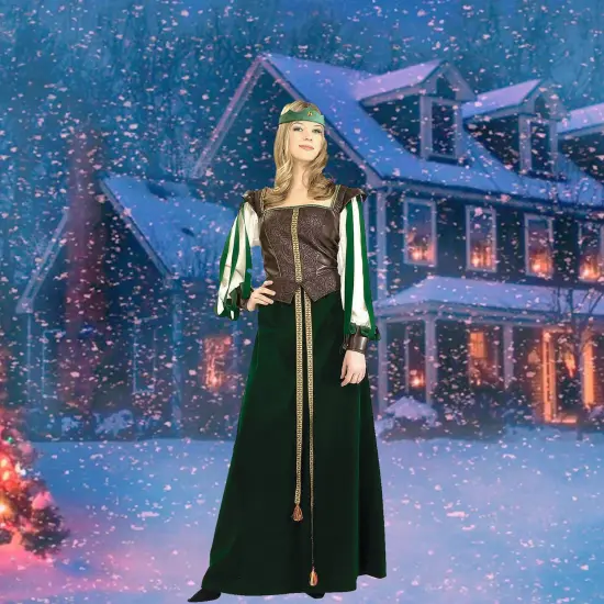 Deluxe Maid Marian Costume with Green Skirt and Jeweled Headpiece {5}