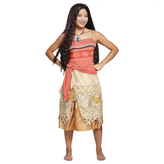 Deluxe Womens Moana Costume with Layered Skirt and Necklace for Halloween Parties Women's Small Fits Sizes 4-6 {1}