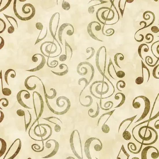 Beige Got Your Back Music Notes Cotton Wideback Fabric per yard {1}