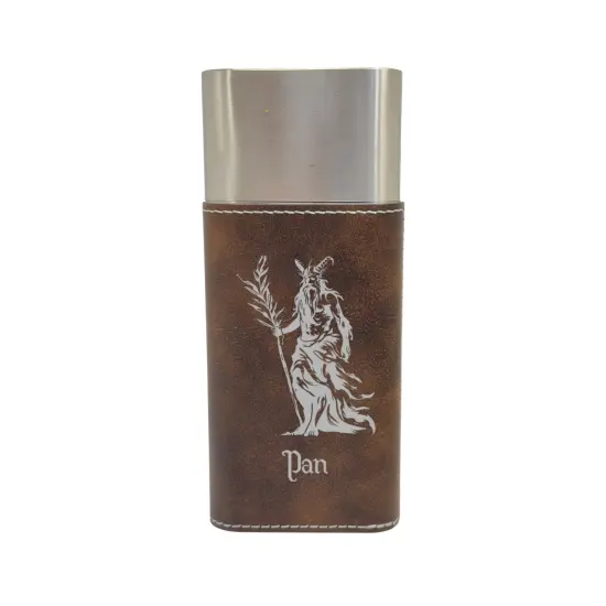 Cigar Case with Cutter - Pan God of Nature - Leather Black/Silver {4}