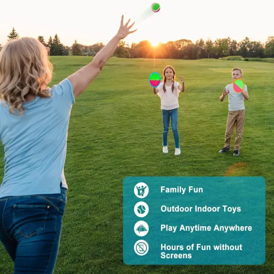 Valentine Gifts for Kids Toss and Catch Game Set, Paddles and Toss Ball Sports Game, Outdoor Toys for Kids, Beach Pool Yard Camping Toys, Suitable for Kids Gift Idea (Blue+Orange) {2}