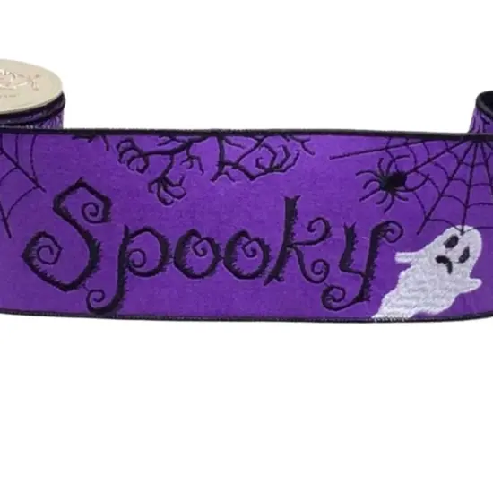 4" Spooky Ghost Spider Felt Ribbon: Purple (5 Yards) {2}