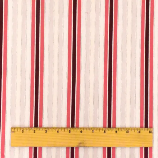 Light Pink-Gray-Multi Stripe Printed Stretch Cotton Poplin Woven Fabric By the Yard {5}